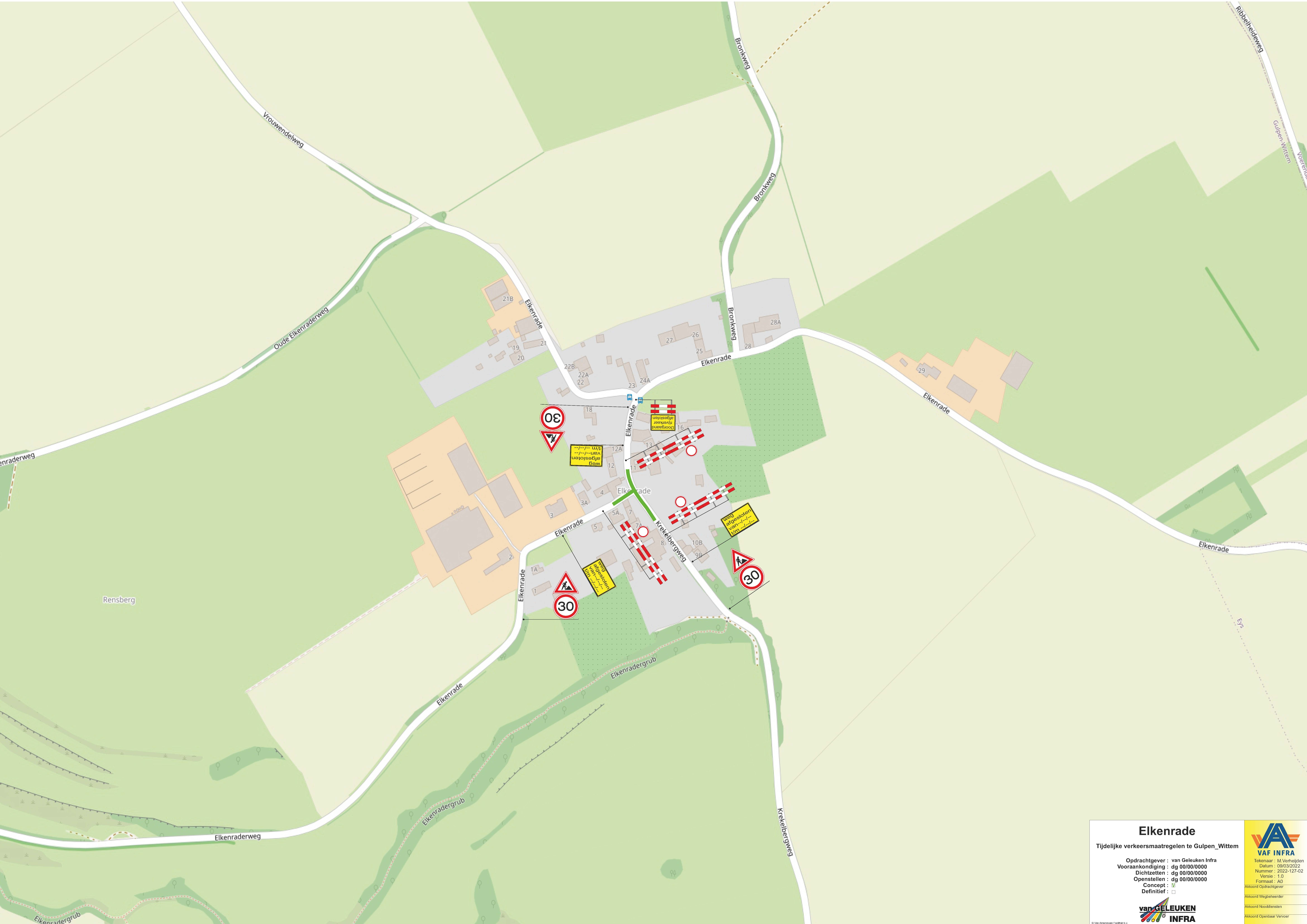 plattegrond planning werkzaamheden waterleiiding Elkenrade