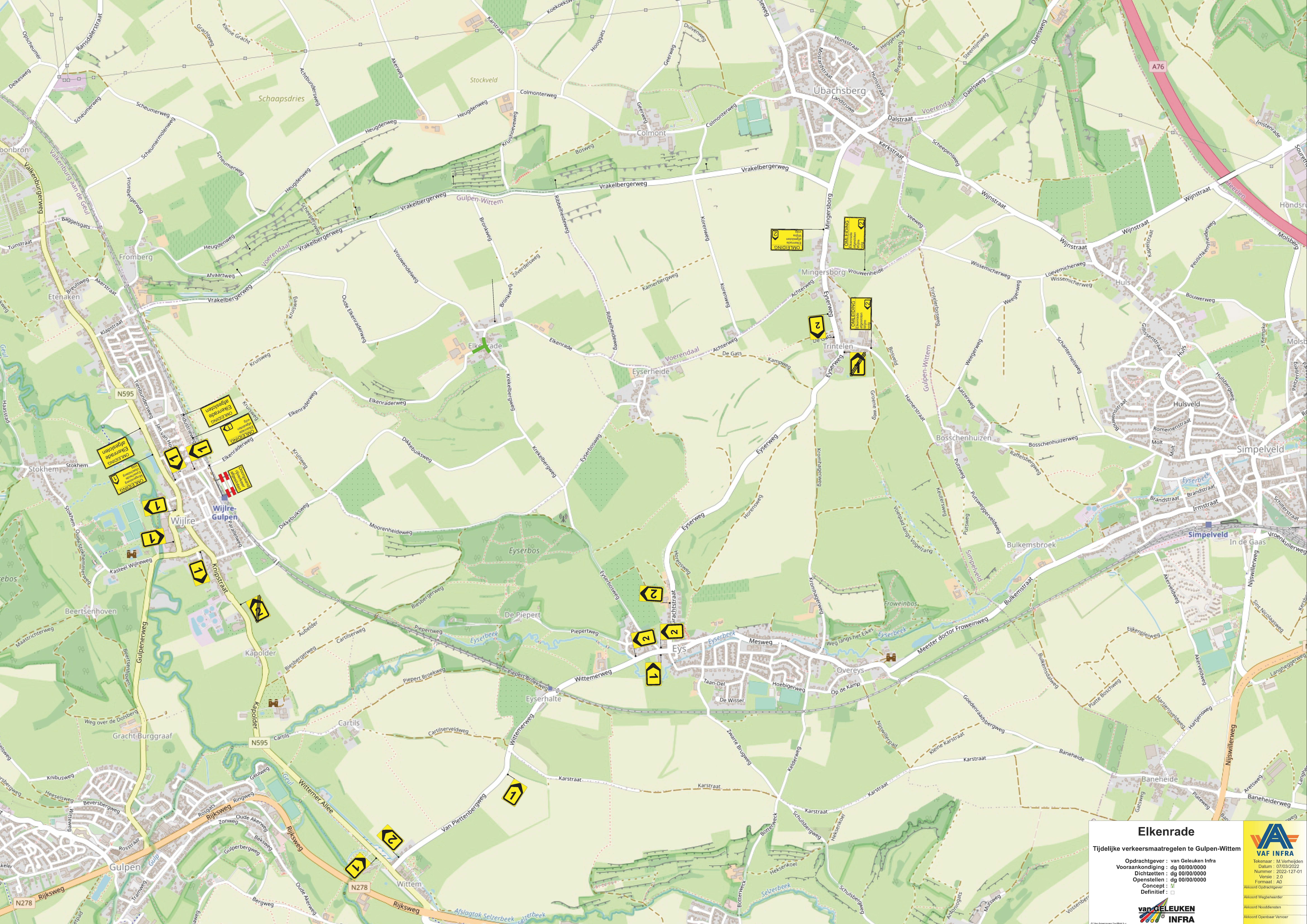 plattegrond werkzaamheden waterleiding Elkenrade