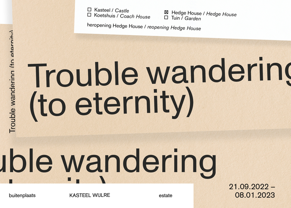 Flyer aankondiging tentoonstelling Trouble Wandering Kasteel Wijlre