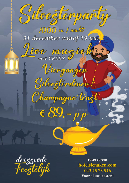 Affiche aankondiging Silvesterparty hotel Slenaken