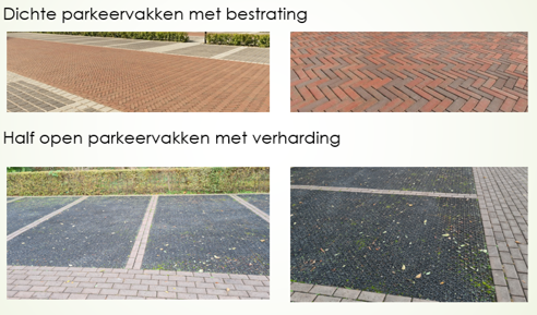 Parkeervakken met bestrating en met asfalt