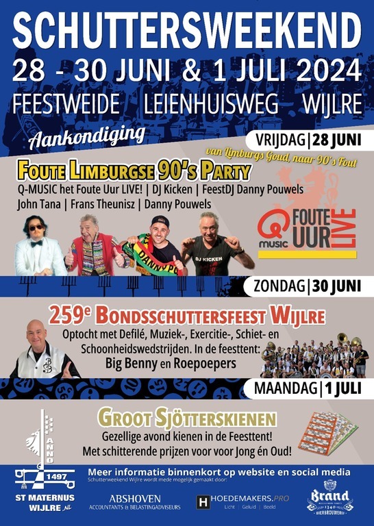 dit is een poster van het schuttersweekend in Wijlre